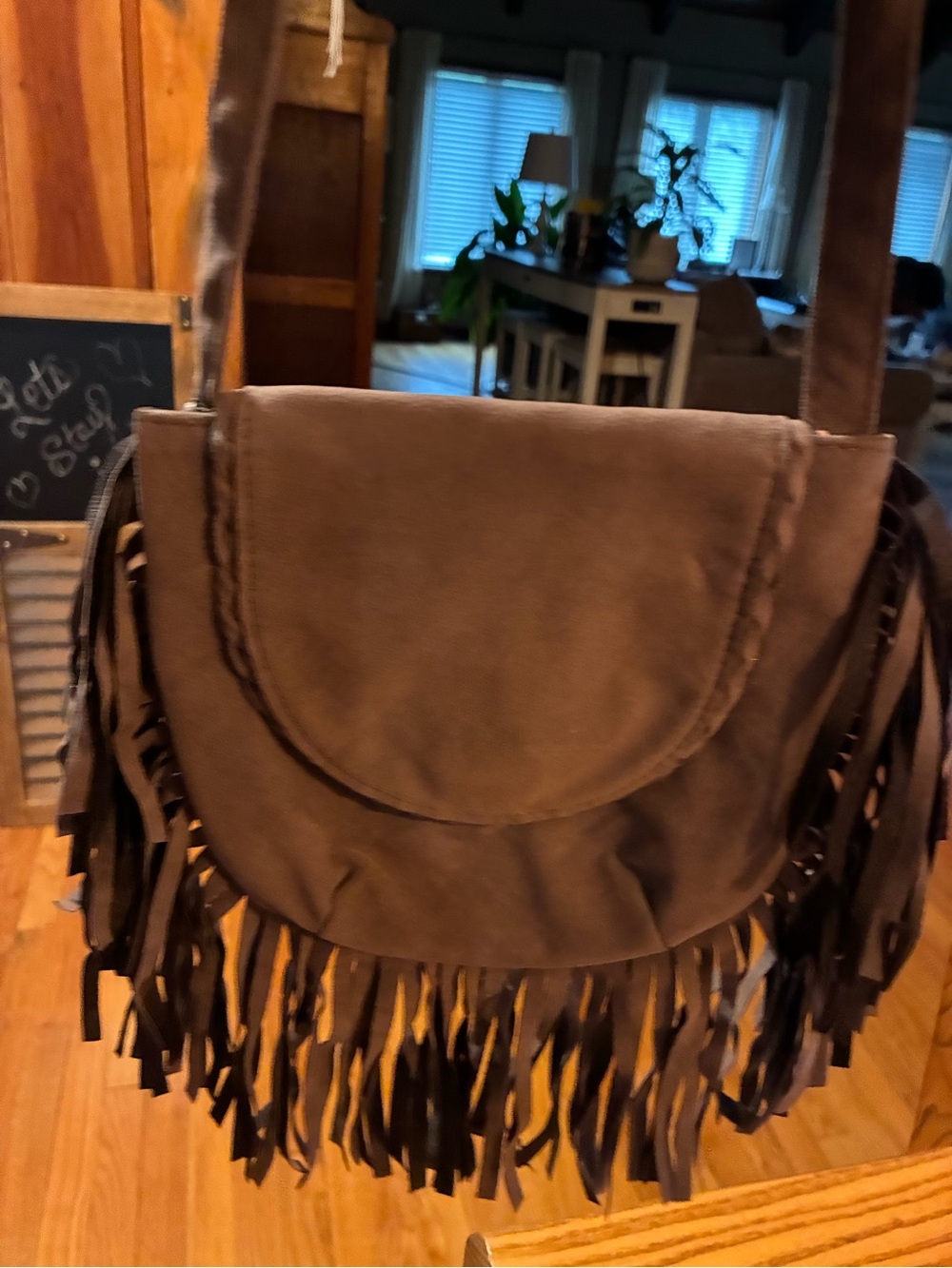 1989 Place Brown Fringe Suede Shoulder Bag